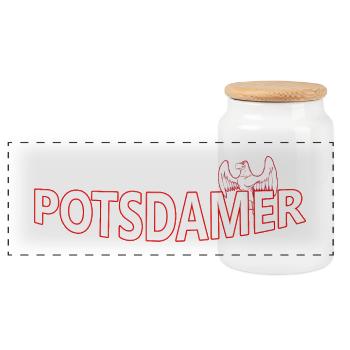 POTSDAMER - Panorama Keksdose mit Holzdeckel - Weiß - Vorne