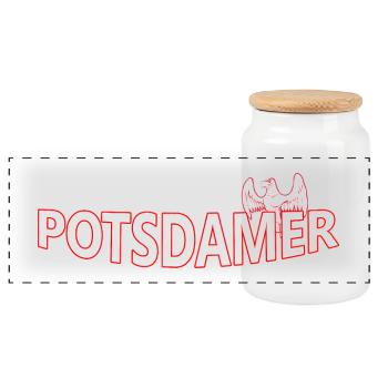 POTSDAMER - Panorama Keksdose mit Holzdeckel - Weiß - Vorne