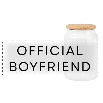 OFFICIAL BOYFRIEND - Panoramic Cookie Jar with Wooden Lid - white - Front