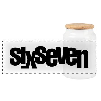 SixSeven_h - Panoramic Cookie Jar with Wooden Lid - white - Front