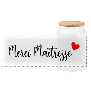 THANK YOU. MISTRESS. THANK YOU MISTRESS - Panoramic Cookie Jar with Wooden Lid - white - Front