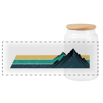 Rétro montagne coucher de soleil rayures - Boîte à biscuits avec couvercle en bois - blanc - Devant