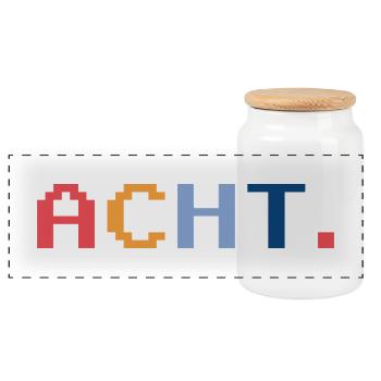 8. Geburtstag Geschenk Acht - Panorama Keksdose mit Holzdeckel - Weiß - Vorne