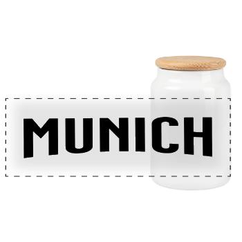 Munich - Panoramic Cookie Jar with Wooden Lid - white - Front