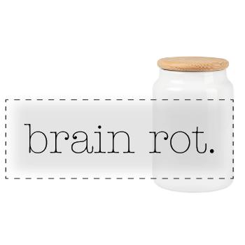 brain rot - Panoramic Cookie Jar with Wooden Lid - white - Front