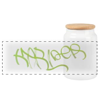 Neon Graffiti Grün Schriftzug Karlder - Panorama Keksdose mit Holzdeckel - Weiß - Vorne