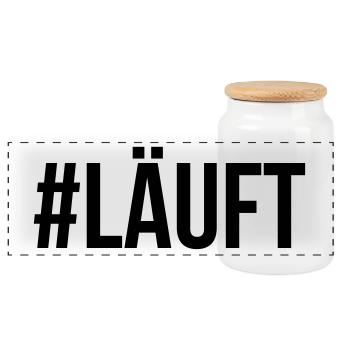 #LÄUFT - Panorama Keksdose mit Holzdeckel - Weiß - Vorne