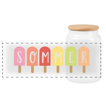 Sommer - Panorama Keksdose mit Holzdeckel - Weiß - Vorne