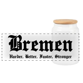Bremen Harder Better Faster Stronger - Panorama Keksdose mit Holzdeckel - Weiß - Vorne
