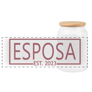 Esposa Est. 2023 Ehefrau wird Braut Paar Hochzeit - Panorama Keksdose mit Holzdeckel - Weiß - Vorne