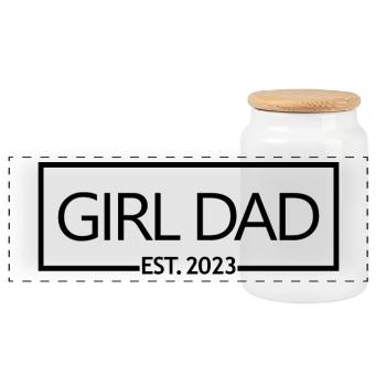 2023 Baby Shower Schwangerschaft Enthüllung - Panorama Keksdose mit Holzdeckel - Weiß - Vorne