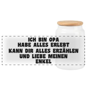 I'm a grandpa and I love my grandson - Panoramic Cookie Jar with Wooden Lid - white - Front