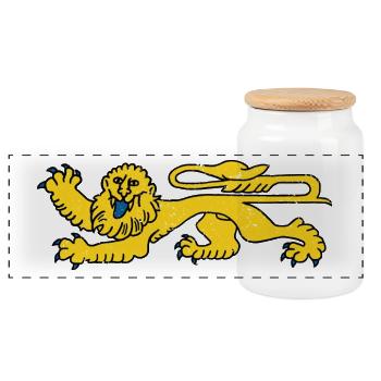 Lion of Aquitaine - Panoramic Cookie Jar with Wooden Lid - white - Front