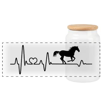 Cheval battement de coeur cavalier cavalier équitation - Boîte à biscuits avec couvercle en bois - blanc - Devant