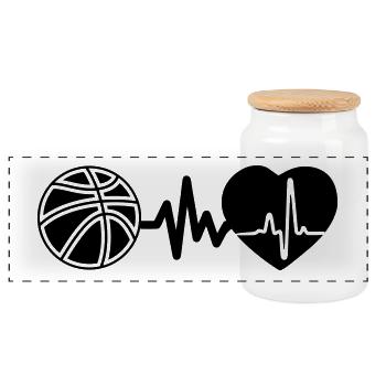 Basketball ist Leben Herzschlag für den Sport - Panorama Keksdose mit Holzdeckel - Weiß - Vorne