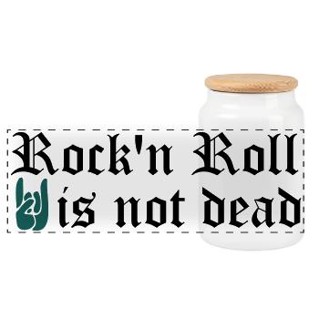 Le Rock'n Roll n'est pas mort - personnalisable - Boîte à biscuits avec couvercle en bois - blanc - Devant