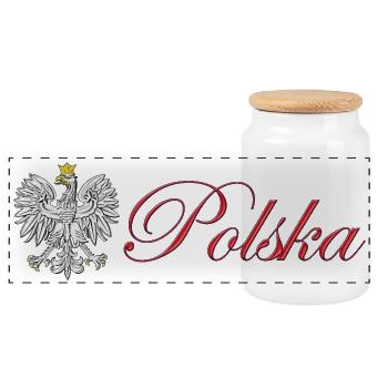 Polska - Poland - Panoramic Cookie Jar with Wooden Lid - white - Front