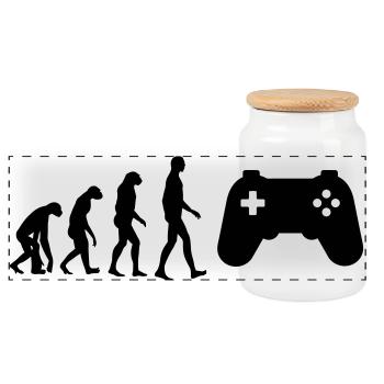Gamer / Gaming - Boîte à biscuits avec couvercle en bois - blanc - Devant
