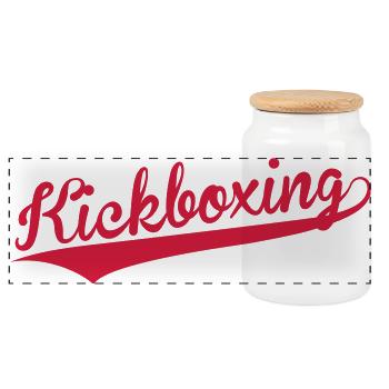 Kickboxen / Kickboxing / Kickboxer / Kick Boxing - Panorama Keksdose mit Holzdeckel - Weiß - Vorne