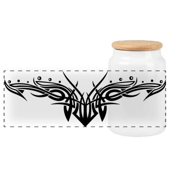 Filigrane tribal, Tatouage. - Boîte à biscuits avec couvercle en bois - blanc - Devant