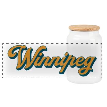 Winnipeg Retro Script - Panorama Keksdose mit Holzdeckel - Weiß - Vorne