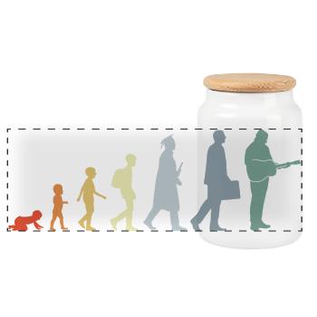 Guitarist Evolution - Panoramic Cookie Jar with Wooden Lid - white - Front