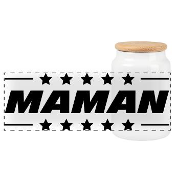 Maman / Fête des mères - Boîte à biscuits avec couvercle en bois - blanc - Devant