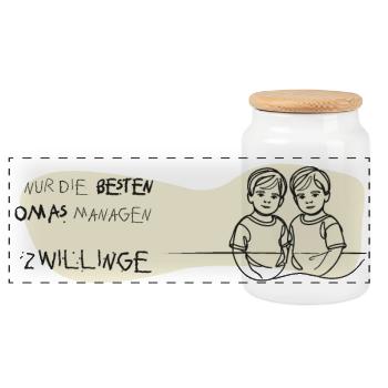 zwillinge oma geschenk bub twin boys beste oma - Panorama Keksdose mit Holzdeckel - Weiß - Vorne