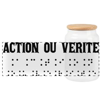 Écriture Braille Inspirée Action Vraie - Boîte à biscuits avec couvercle en bois - blanc - Devant