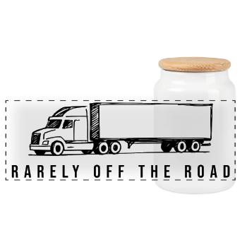 rarely off road trucker lkw fernfahrer spruch - Panorama Keksdose mit Holzdeckel - Weiß - Vorne