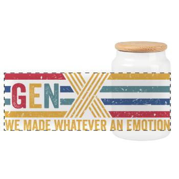 Fun GEN X Gifts - Panoramic Cookie Jar with Wooden Lid - white - Front