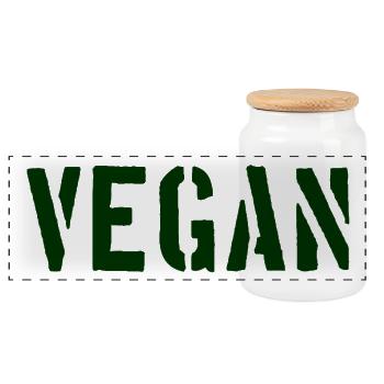 Vegan - Veganerin - Veganer - Panoramic Cookie Jar with Wooden Lid - white - Front