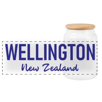Wellington - Nouvelle-Zélande - Aotearoa - Neuseeland - Boîte à biscuits avec couvercle en bois - blanc - Devant