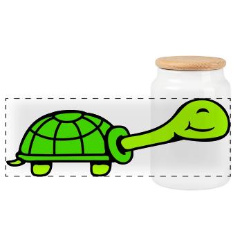 turtle cute smiling happy funny - Panoramic Cookie Jar with Wooden Lid - white - Front