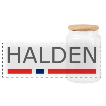 Halden - Norway - Norge - Norwegen - Panoramic Cookie Jar with Wooden Lid - white - Front