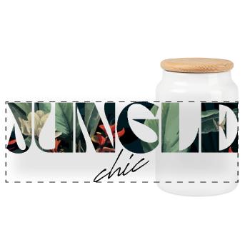 Jungle Chic Tropischer Schriftzug - Panorama Keksdose mit Holzdeckel - Weiß - Vorne