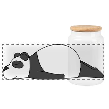 Lazy Panda DIY Kostüm – Süßer schlafender Panda Outfi - Panorama Keksdose mit Holzdeckel - Weiß - Vorne