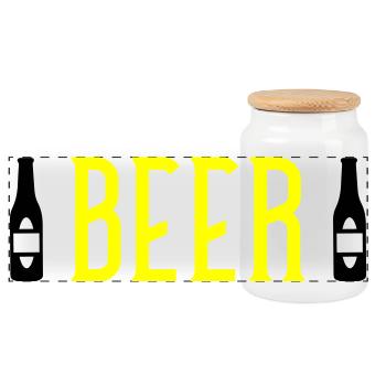Beer  - Panorama Keksdose mit Holzdeckel - Weiß - Vorne