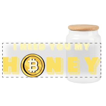 Honey et Bitcoin Design - Boîte à biscuits avec couvercle en bois - blanc - Devant