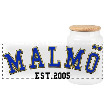 Malmö Fondée en 2005 - Boîte à biscuits avec couvercle en bois - blanc - Devant