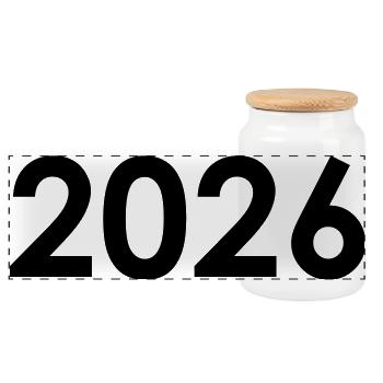 2026 - Panoramic Cookie Jar with Wooden Lid - white - Front