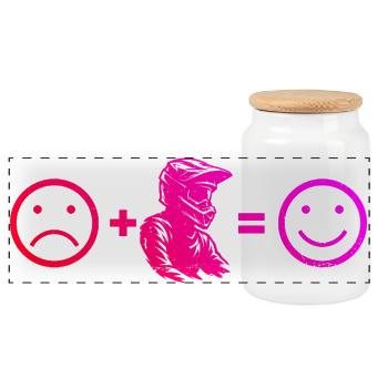 Motocross motif with recognition value - Panoramic Cookie Jar with Wooden Lid - white - Front