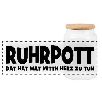 Ruhrpott - Dat hat wat mittn Herz zu tun - Zeche - Panorama Keksdose mit Holzdeckel - Weiß - Vorne