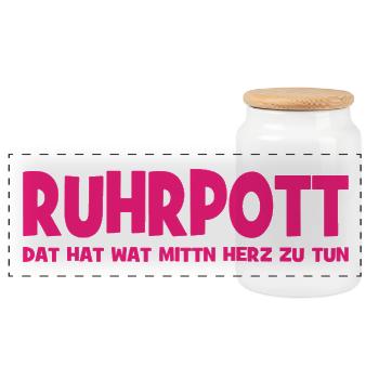 Ruhrpott - Dat hat wat mittn Herz zu tun - Zeche - Panorama Keksdose mit Holzdeckel - Weiß - Vorne