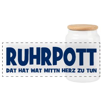 Ruhrpott - Dat hat wat mittn Herz zu tun - Zeche - Panorama Keksdose mit Holzdeckel - Weiß - Vorne