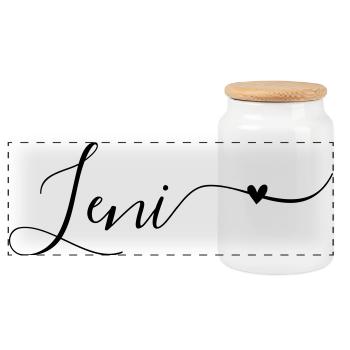 Leni Prénom Décoratif - Boîte à biscuits avec couvercle en bois - blanc - Devant