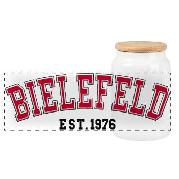 Bielefeld Est. 1976 - Panoramic Cookie Jar with Wooden Lid - white - Front