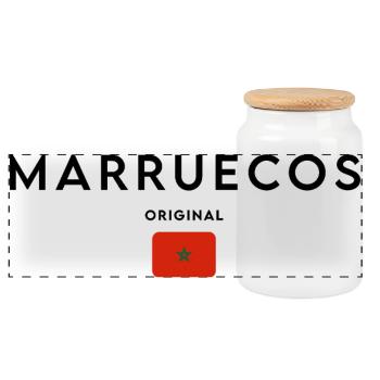 Drapeau du Maroc, design minimaliste élégant - Boîte à biscuits avec couvercle en bois - blanc - Devant