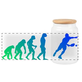 Pickleball Pro Gift for Pickleball Athlete Fans - Panoramic Cookie Jar with Wooden Lid - white - Front