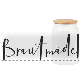 Brautmädel – Lustiges Hochzeits-Textdesign - Panorama Keksdose mit Holzdeckel - Weiß - Vorne